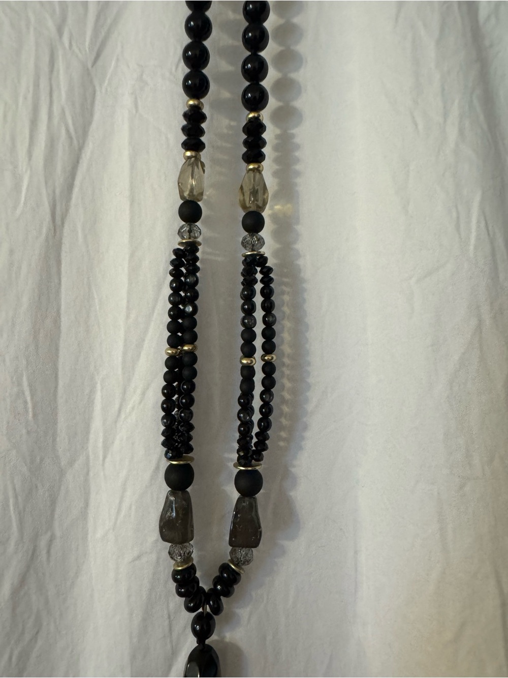 Chico’s Black Beaded Tassel Necklace - Women Jewelry, Long Line Classic. - Picture 3 of 16